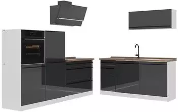 VICCO K&uuml;chenzeile R-Line anthrazit Hochglanz/wei&szlig;, 220cm (R-Line)