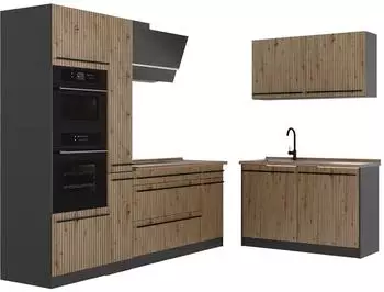 VICCO R-Line Eckk&uuml;che Artisan-Eiche/Anthrazit 230x120cm