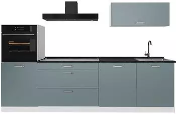 VICCO R-Line K&uuml;chenzeile 280cm blau-grau/wei&szlig;, Arbeitsplatte anthrazit (67273)