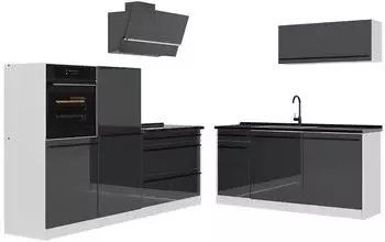 VICCO K&uuml;chenzeile R-Line anthrazit Hochglanz/wei&szlig; 220cm