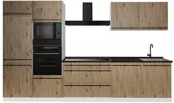 VICCO R-Line K&uuml;chenzeile 340cm, Artisan-Eiche/Wei&szlig;, Arbeitsplatte Anthrazit (67353)