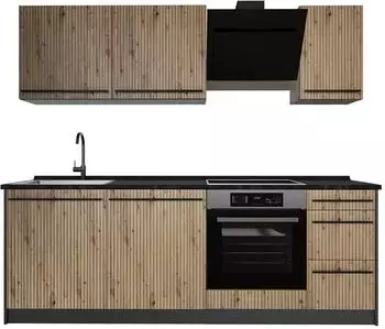 VICCO R-Line K&uuml;chenzeile Artisan-Eiche/Anthrazit 220cm (67061)