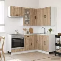 vidaXL K&uuml;cheneinheit LUCCA 8 stk. Sonoma-Eiche Holzwerkstoff