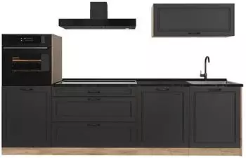 VICCO R-Line K&uuml;chenzeile Anthrazit Landhaus/Goldkraft Eiche 280cm ohne Arbeitsplatte