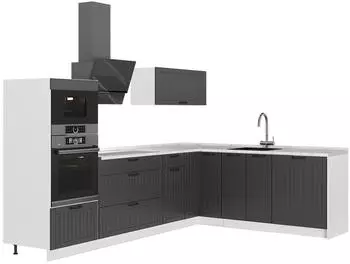 VICCO Fame-Line Eckk&uuml;che dunkelgrau/wei&szlig; 287x207cm ohne Arbeitsplatte (63532)