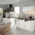 VICCO R-Line Küchenzeile Landhaus/weiß 160cm, Arbeitsplatte Marmor, MDF-Fronten