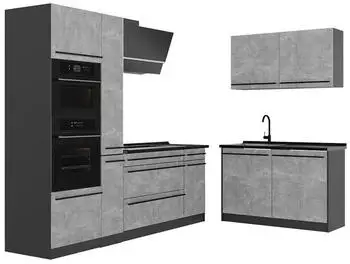 VICCO Winkelk&uuml;che R-Line, Beton/Anthrazit, 230x120cm