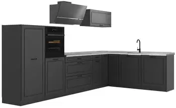 VICCO R-Line Eckk&uuml;che Landhaus/Anthrazit, ohne Arbeitsplatte, 347x143cm (R-Line)