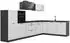 VICCO R-Line Eckküche weiß Landhaus/anthrazit, 347cm, Arbeitsplatte anthrazit