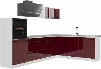 VICCO R-Line Eckk&uuml;che rot hochglanz/wei&szlig;, ohne Arbeitsplatte