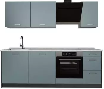 VICCO R-Line K&uuml;chenzeile blau-grau/anthrazit 220cm ohne Arbeitsplatte (67072)