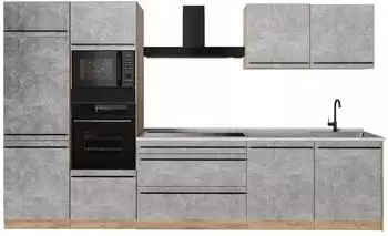 VICCO R-Line K&uuml;chenzeile Beton/Goldkraft Eiche 340cm