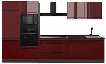 VICCO K&uuml;chenzeile R-Line, rot hochglanz/anthrazit, 340cm (7 Module)