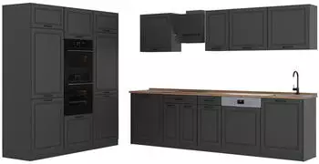 VICCO R-Line K&uuml;chenzeile Anthrazit Landhaus/Anthrazit 180cm Arbeitsplatte Goldkraft Eiche
