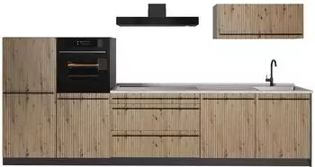 VICCO R-Line K&uuml;chenzeile Artisan-Eiche/Anthrazit 340cm ohne Arbeitsplatte (67284)