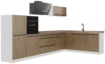 VICCO R-Line Eckk&uuml;che Artisan-Eiche/Wei&szlig; 347cm (R-Line)