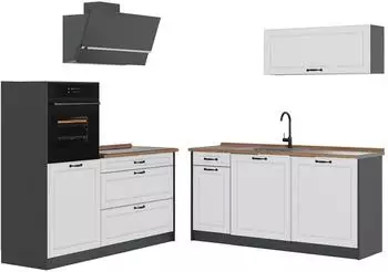 VICCO R-Line K&uuml;chenzeile wei&szlig; Landhaus/Anthrazit 160cm (R-Line)