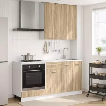 vidaXL Lyon K&uuml;cheneinheit 5-tlg. Sonoma-Eiche Holzwerkstoff (3438229)