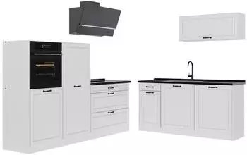 VICCO R-Line K&uuml;chenzeile 220cm, wei&szlig; Landhaus/wei&szlig;, Arbeitsplatte anthrazit