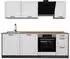 VICCO R-Line Küchenzeile weiß Landhaus/Anthrazit 220cm Eiche Arbeitsplatte