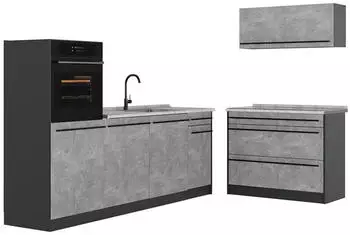 VICCO R-Line K&uuml;chenzeile beton/anthrazit 220cm ohne Arbeitsplatte (67420)