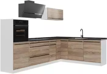 VICCO R-Line Winkelk&uuml;che Sonoma/wei&szlig;, Arbeitsplatte anthrazit
