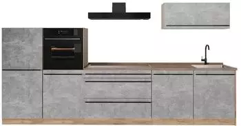 VICCO R-Line K&uuml;chenzeile Beton/Goldkraft Eiche 340cm (39320)