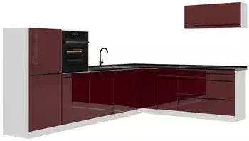 VICCO R-Line Eckk&uuml;che rot hochglanz/wei&szlig;, Arbeitsplatte anthrazit (41310)