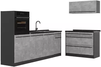 VICCO R-Line K&uuml;chenzeile 220cm, Beton/Anthrazit (67417)