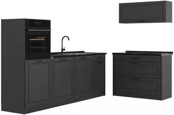 VICCO R-Line K&uuml;chenzeile anthrazit Landhaus, 220cm (R-Line)
