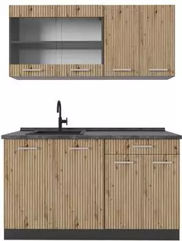 VICCO R-Line Singleküche Artisan Eiche/Anthrazit 140cm ohne Arbeitsplatte (48954)