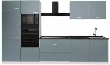 VICCO R-Line K&uuml;chenzeile 340cm, blau-grau/wei&szlig;, Arbeitsplatte anthrazit (67361)