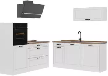 VICCO R-Line K&uuml;chenzeile wei&szlig; Landhaus/wei&szlig; 160cm ohne Arbeitsplatte