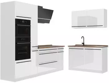 VICCO Eckk&uuml;che R-Line, wei&szlig; Hochglanz/wei&szlig;, 230x120cm (R-Line)