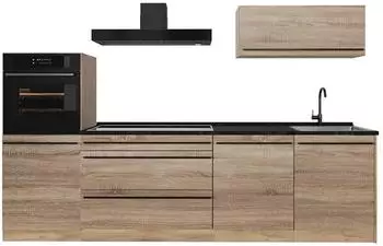 VICCO R-Line K&uuml;chenzeile Sonoma/Goldkraft Eiche 280cm ohne Arbeitsplatte