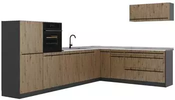 VICCO R-Line Eckk&uuml;che Artisan-Eiche/Anthrazit, 8 Module, ohne Arbeitsplatte