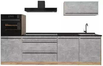 VICCO R-Line K&uuml;chenzeile Beton/Goldkraft Eiche 280cm (39275)
