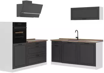VICCO R-Line K&uuml;chenzeile Anthrazit Landhaus/Wei&szlig; 160cm (R-Line)
