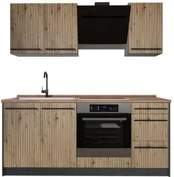 VICCO R-Line Singlek&uuml;che Artisan-Eiche/Anthrazit 180cm (R-Line)