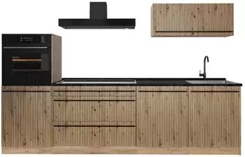 VICCO R-Line K&uuml;chenzeile Artisan-Eiche/Goldkraft Eiche 280cm Arbeitsplatte Anthrazit