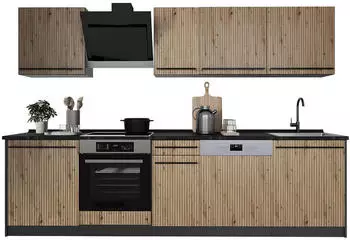 VICCO R-Line K&uuml;chenzeile Artisan-Eiche/Anthrazit 280cm ohne Arbeitsplatte (67152)