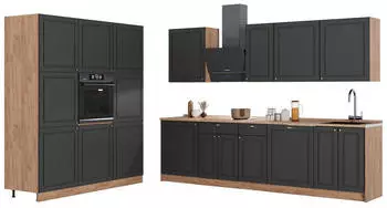 VICCO Fame-Line K&uuml;chenzeile Anthrazit-Gold Landhaus/Goldkraft Eiche 460cm (63781)