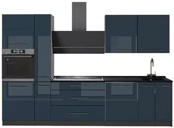 VICCO Fame-Line K&uuml;chenzeile dunkelblau Hochglanz/anthrazit 310cm (64269)