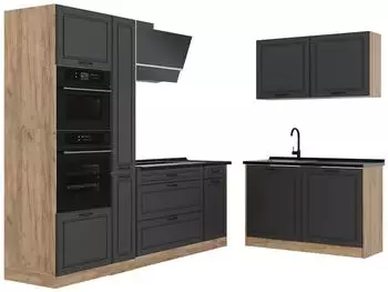 VICCO R-Line Eckk&uuml;che Anthrazit Landhaus/Goldkraft Eiche 230x120cm (R-Line)