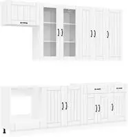 vidaXL Schrankset mit Schubladen mit Regal 8 pcs Wei&szlig; Holzwerkstoff