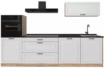 VICCO R-Line K&uuml;chenzeile 280cm, wei&szlig; Landhaus/Goldkraft Eiche, Arbeitsplatte Anthrazit