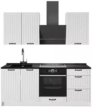 VICCO Fame-Line Singlek&uuml;che wei&szlig; Landhaus/wei&szlig;, 190cm, Anthrazit (64927)