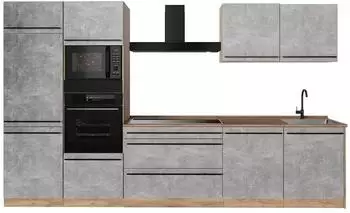 VICCO K&uuml;chenzeile R-Line, Beton/Goldkraft Eiche, 340cm