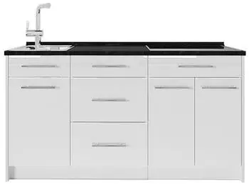 VICCO Fame-Line K&uuml;chenzeile 150cm ohne Arbeitsplatte, wei&szlig; Hochglanz/wei&szlig; (65332)