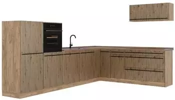 VICCO R-Line Winkelk&uuml;che Artisan-Eiche/Goldkraft Eiche 327cm (R-Line)